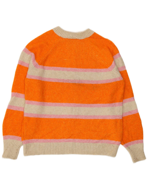 Marks & Spencer Damen-Pullover mit Rundhalsausschnitt, Gr. 10, Größe S, Orange, gestreift