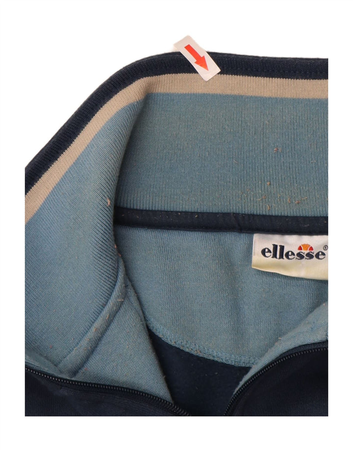 Ellesse Herren-Sweatshirt mit Reißverschluss am Hals, groß, marineblaue Baumwolle