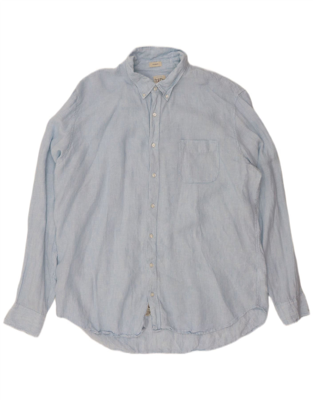 J. CREW Herren-Hemd, groß, klassische Passform, 2XL, blaues Leinen
