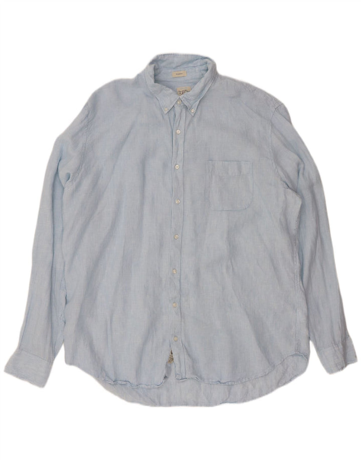 J. CREW Herren-Hemd, groß, klassische Passform, 2XL, blaues Leinen