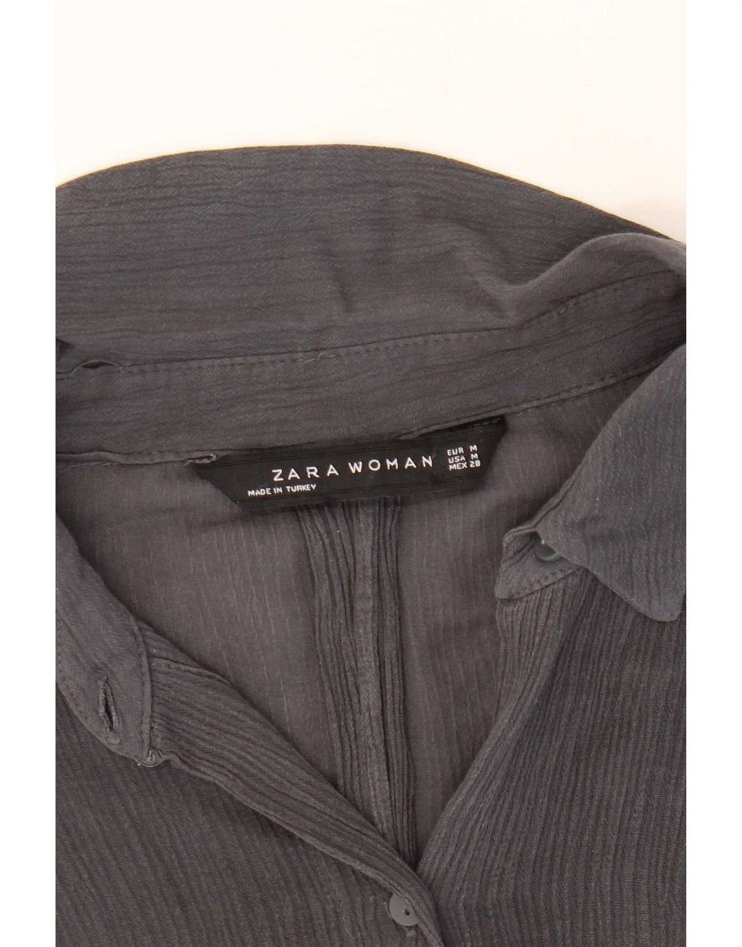 Zara Damen 3/4-Ärmel-Hemdbluse UK 14 Mittelgrau