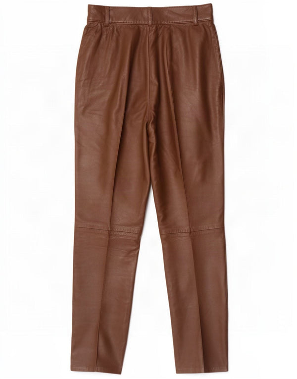 Vintage Damen Lederhose mit hoher Taille, W24, L26, Braun