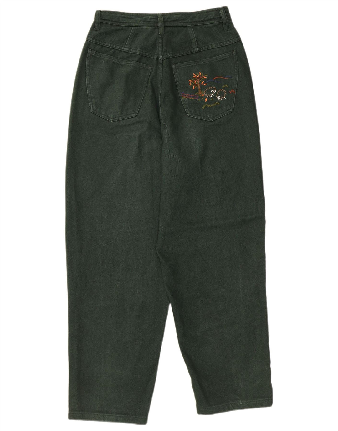 PETRESSA Damen High Waist Tapered Jeans EU 36 Small W26 L26 Grüne Baumwolle