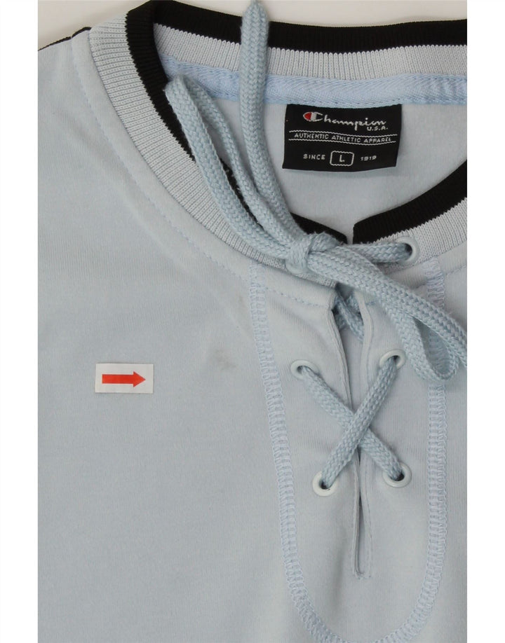 CHAMPION Womens Sweatshirt Jumper UK 14 Large Blue Cotton Vintage Champion and Second-Hand Champion from Messina Hembry 