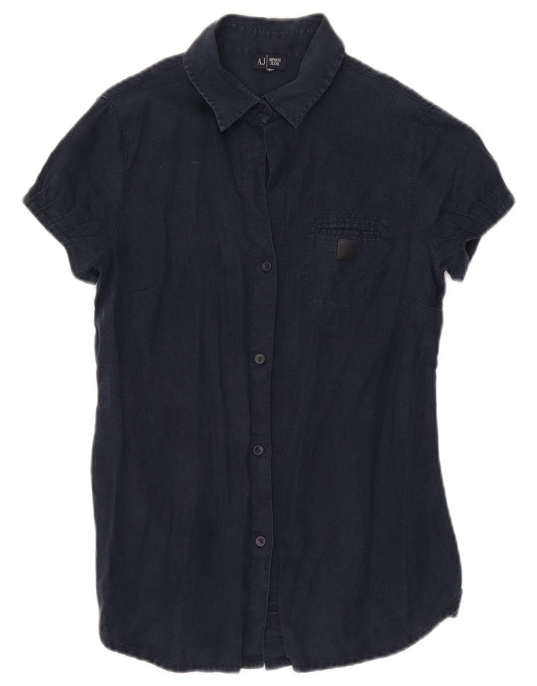 Armani Damen Kurzarmhemd UK 10 Small Marineblau