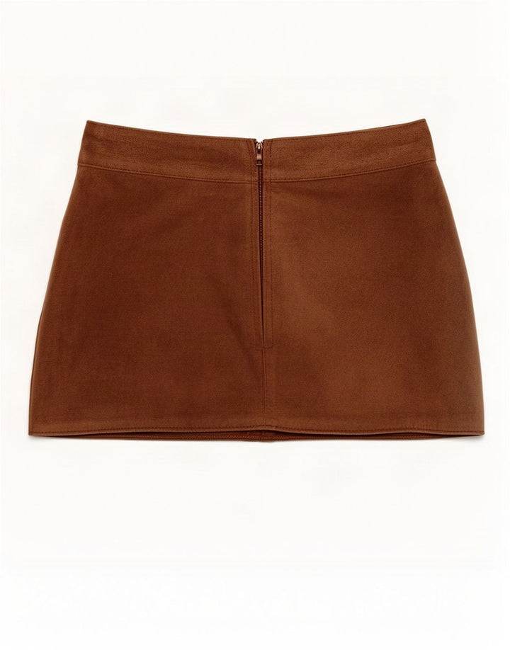 Zara Damen Wildleder Minirock IT 44 Medium W25 Braun