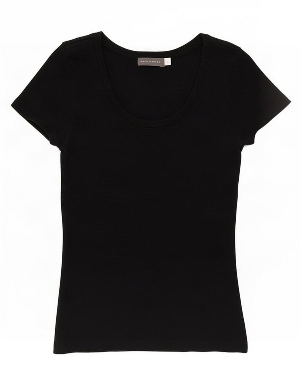 MINT VELVET Damen T-Shirt Top UK 8 Small Schwarz