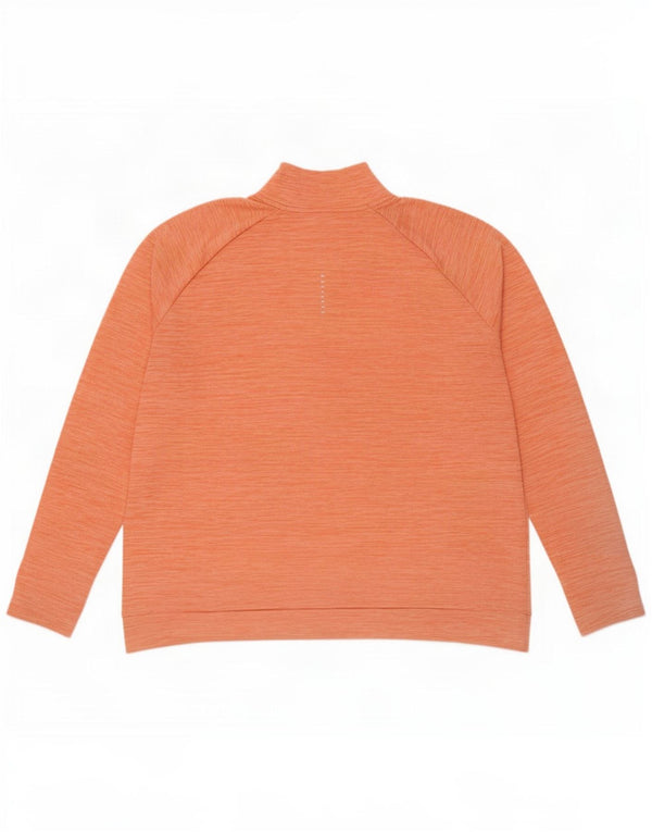 Nike Damen Dri Fit Zip Neck Sweatshirt Pullover UK 18 XL Orange meliert