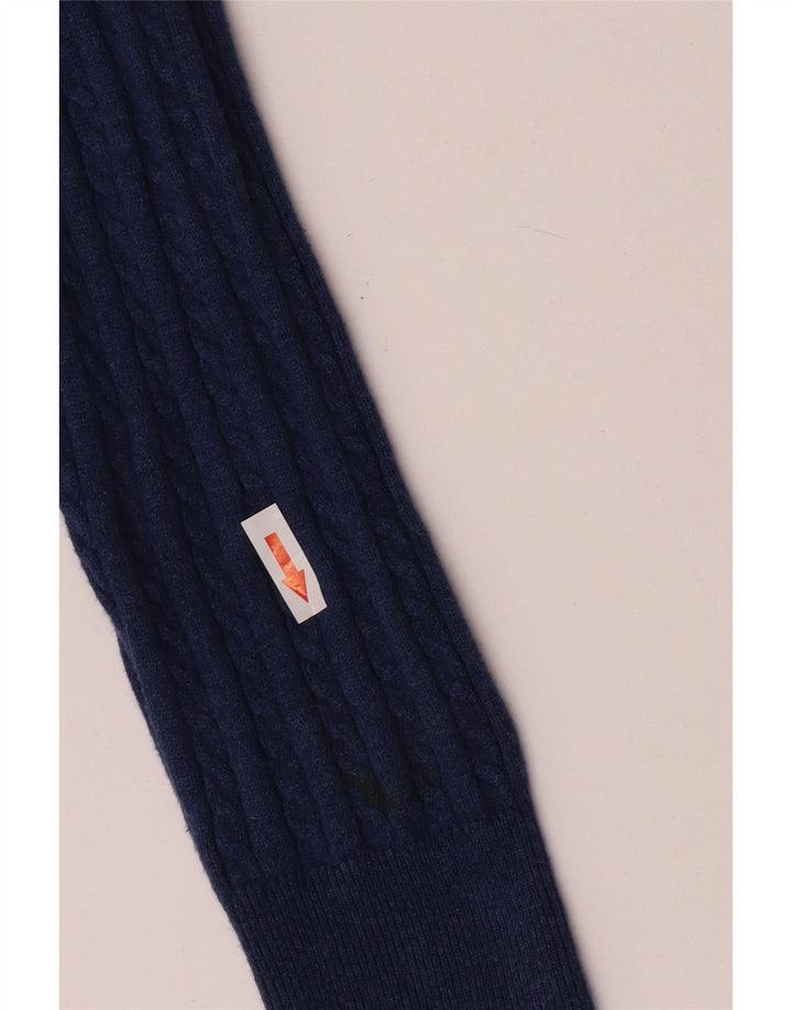 Massimo Dutti Damen-Pullover mit Schalkragen, Gr. 18, XL, blaue Baumwolle