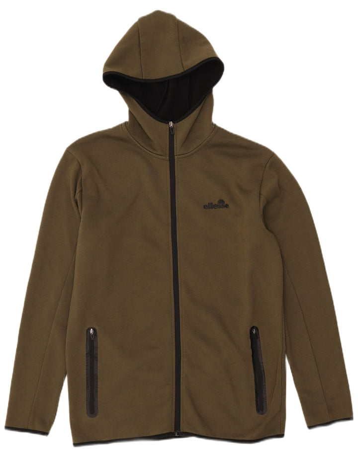 Ellesse Herren-Kapuzenpullover mit Reißverschluss, klein, Khaki, Polyester
