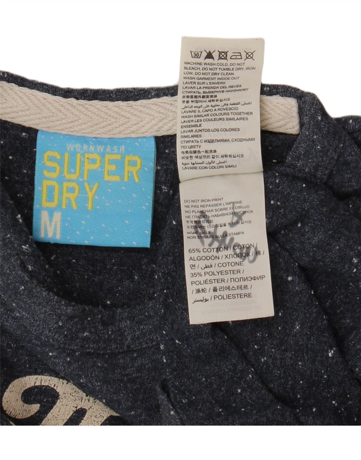 SUPERDRY Grafisches T-Shirt-Oberteil für Herren aus mittelblau gesprenkelter Baumwolle