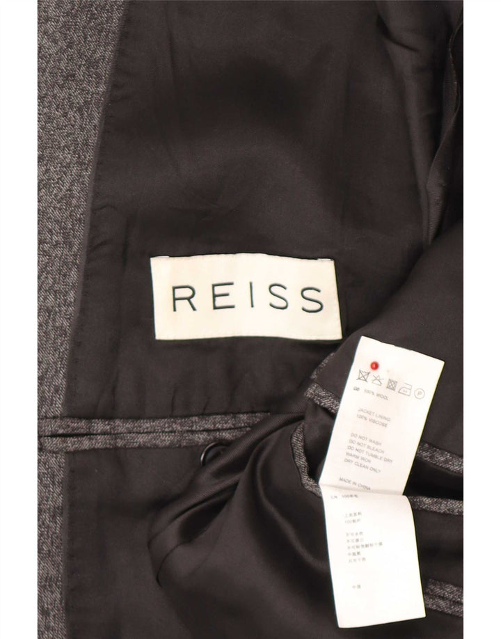 Reiss Herren-Blazer mit 2 Knöpfen, UK 38, mittelgrau gefleckte Wolle