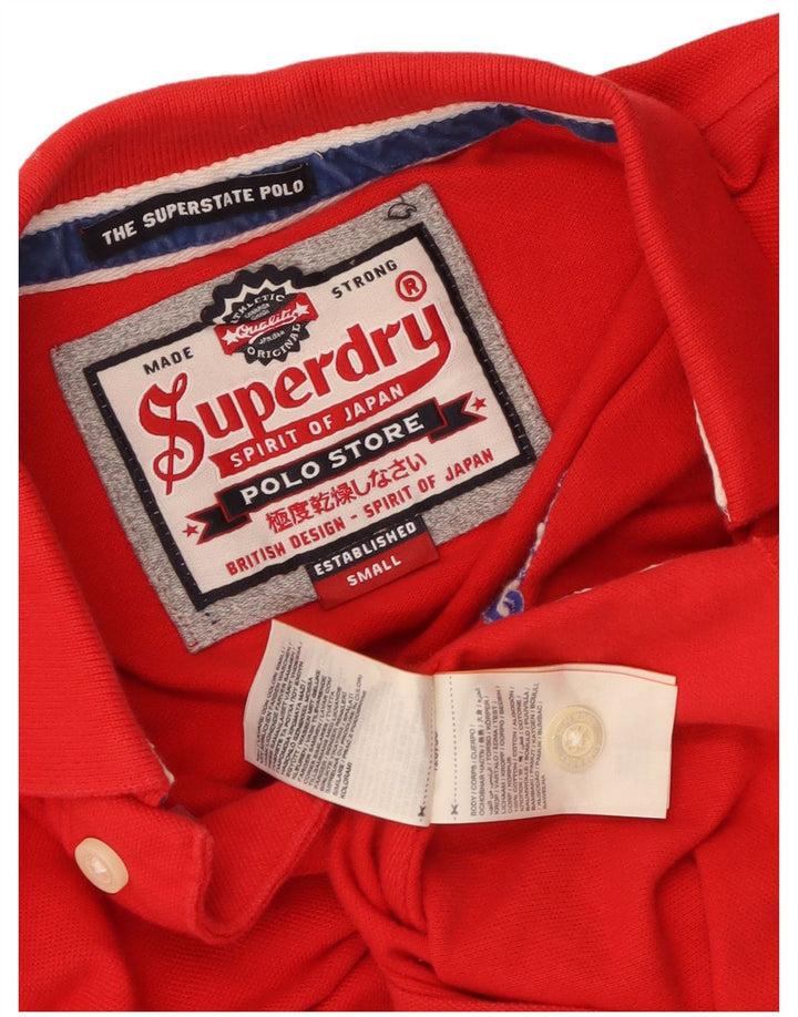 Superdry Herren-Poloshirt mit Grafik, Größe S, rote Baumwolle
