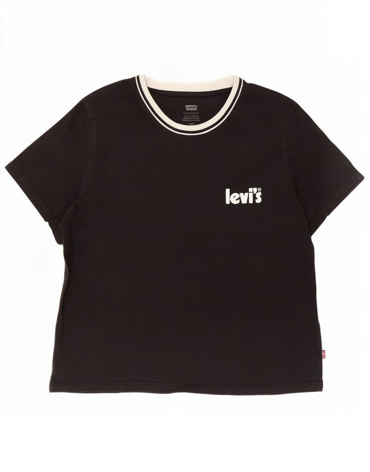 Levi's Damen T-Shirt Top UK 10 Small Schwarz Baumwolle