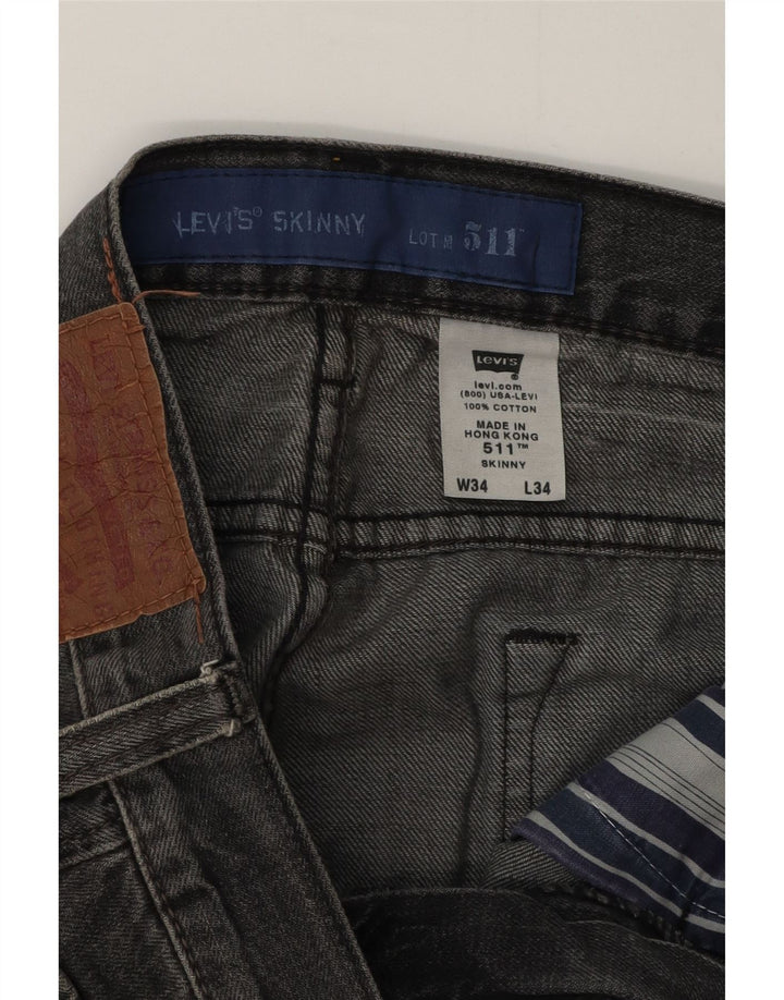 Levi's Herren 511 Skinny Jeans W34 L34 Graue Baumwolle