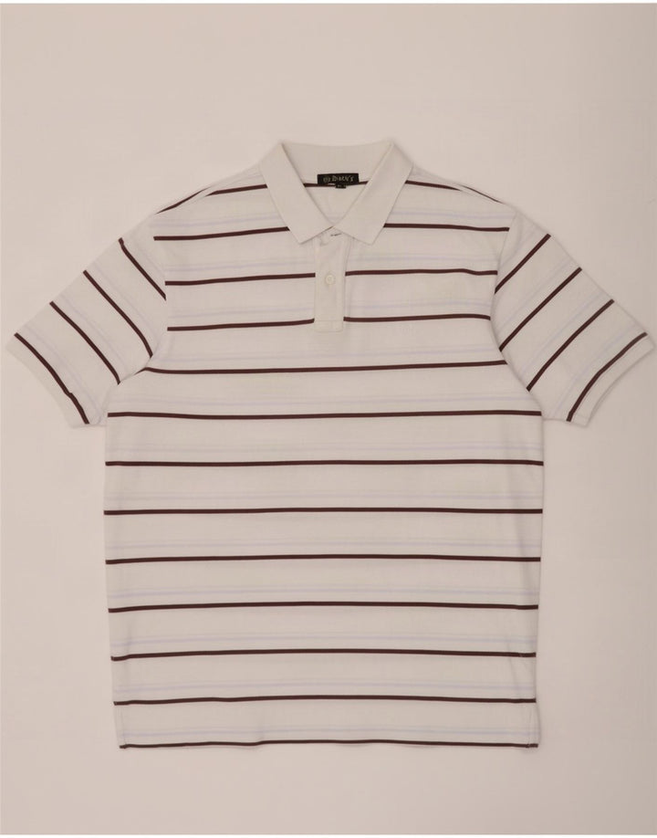 Dack's Herren-Poloshirt, mittelweiß gestreift
