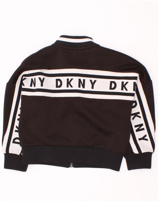 Dkny Mädchen-Trainingsanzugoberteil mit Grafik, 3–4 Jahre, Schwarz, Farbblock