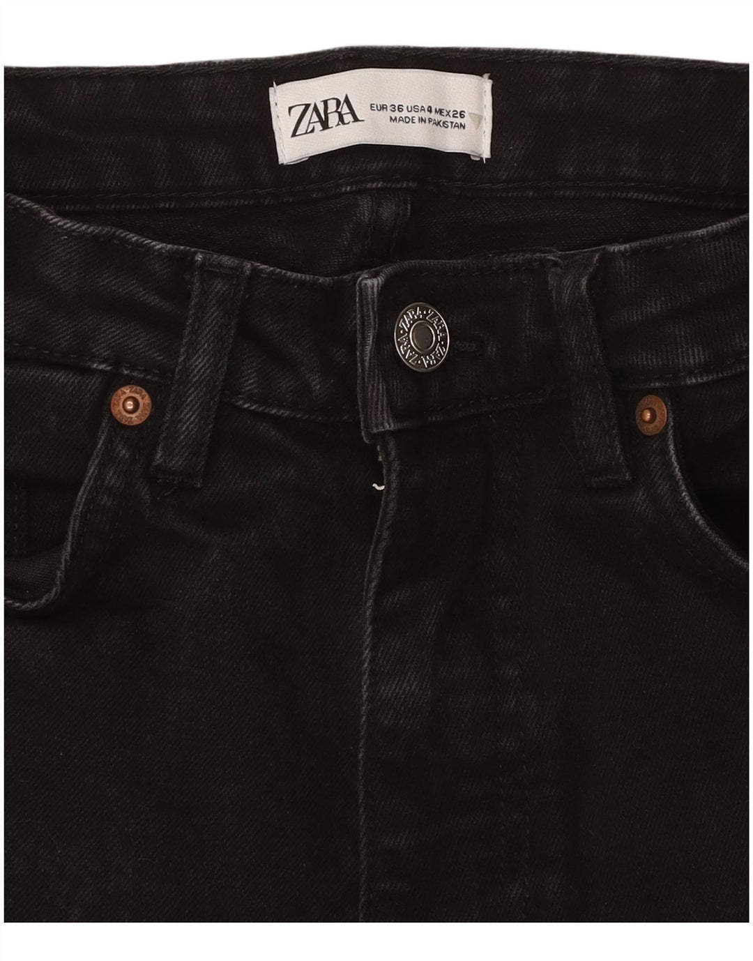 ZARA Damen Bootcut Jeans EU 36 XS W26 L25 Schwarz