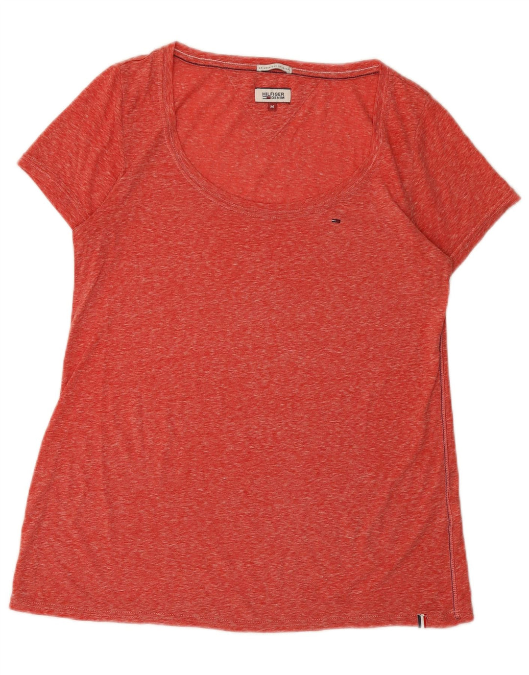 Tommy Hilfiger Damen T-Shirt Top UK 14 Mittelrot meliert