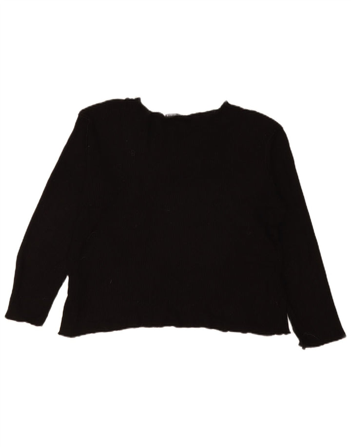 Zara Damen Übergroßes Top Langarm UK 10 Small Schwarze Viskose