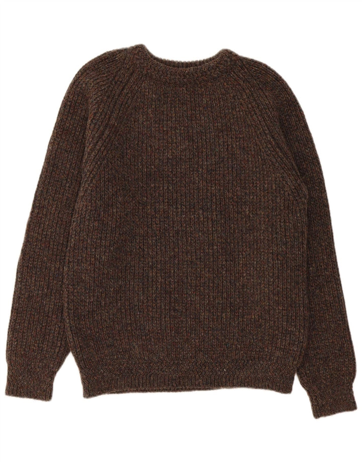 Magee Herren-Pullover mit Rundhalsausschnitt, groß, braun gefleckte Schurwolle