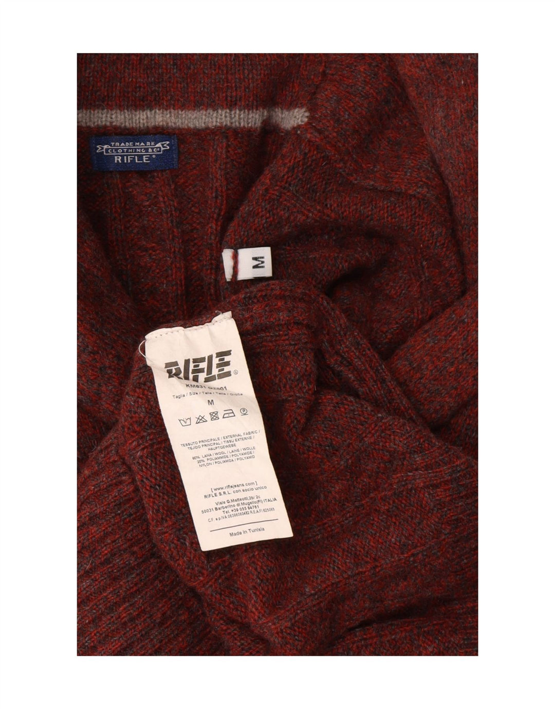 RIFLE Womens Shawl Neck Jumper Sweater UK 14 Medium Burgundy Wool