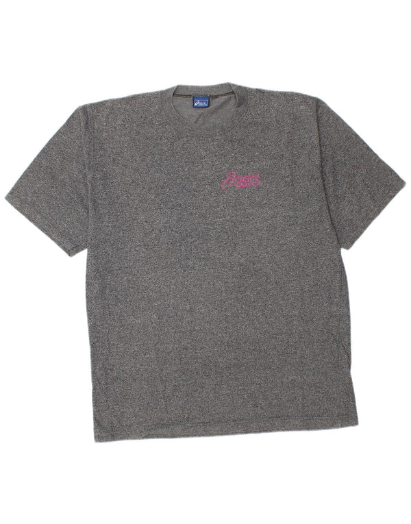 Asics Herren T-Shirt-Oberteil aus mittelgrau gefleckter Baumwolle