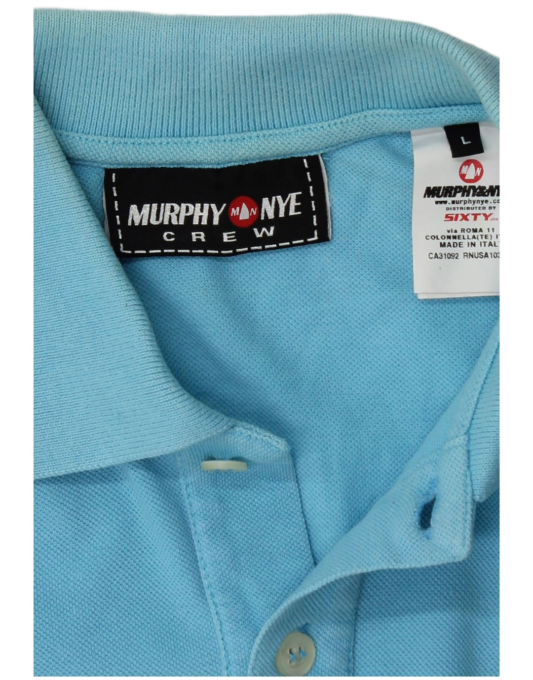 MURPHY & NYE Herren-Poloshirt mit Grafik, langärmelig, groß, aus blauer Baumwolle