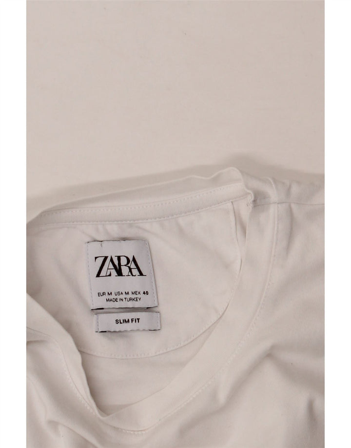 ZARA Womens Slim Fit T-Shirt Top UK 12 Medium White Vintage Zara and Second-Hand Zara from Messina Hembry 