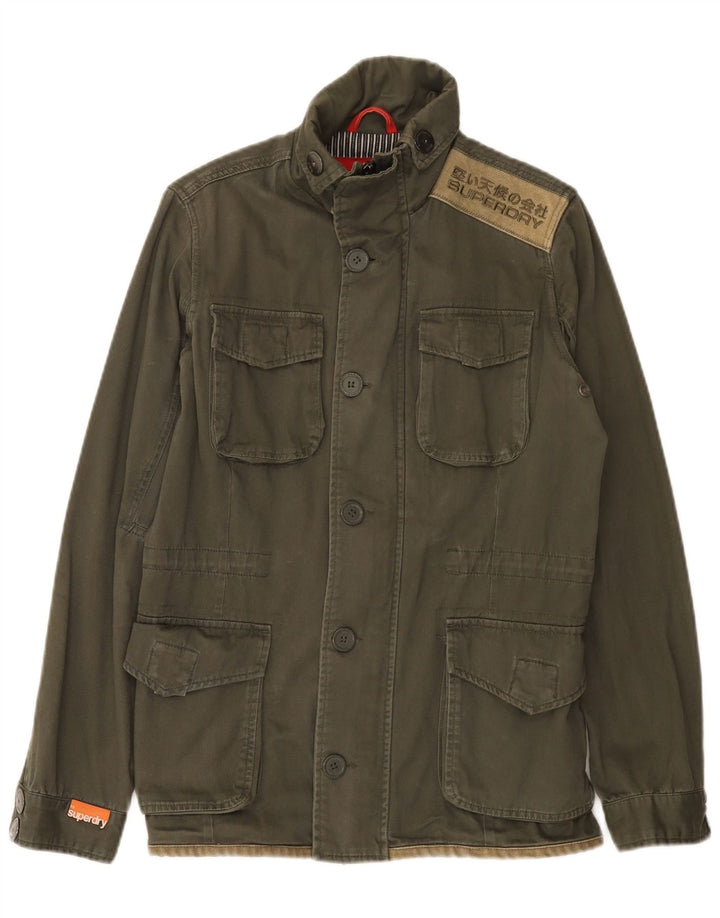 Superdry Herren Graphic Utility Jacke UK 38 Medium Khaki Baumwolle