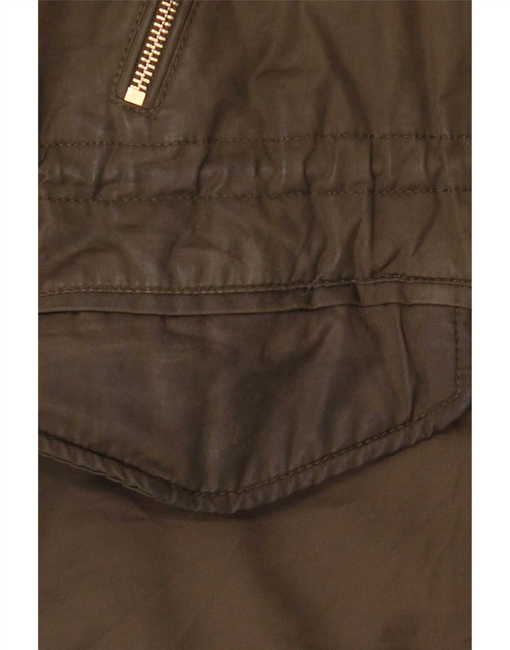 Zara Damen Kapuzen-Sherpa-Parkajacke UK 14 Medium Khaki