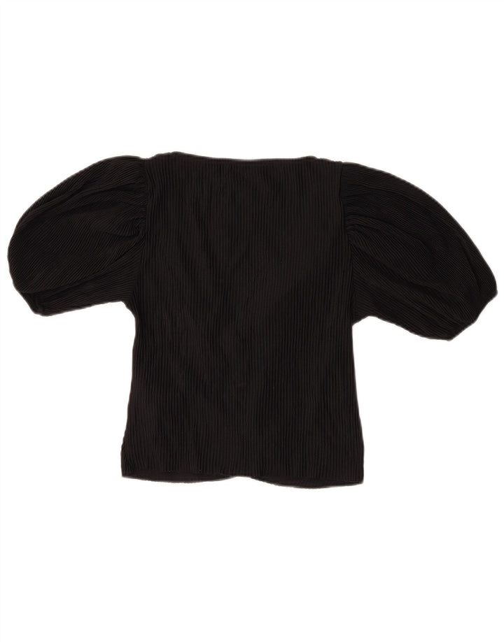Zara Damen Crop Bluse Top UK 8 Small Schwarz Polyester