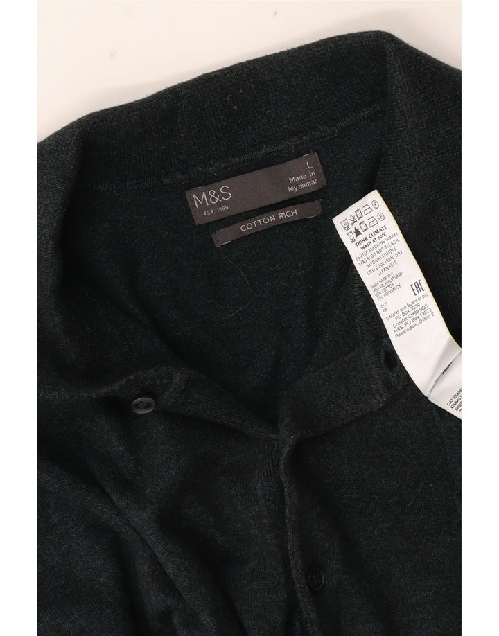 Marks & Spencer Herren-Pullover mit Rollkragen, groß, aus grüner Baumwolle
