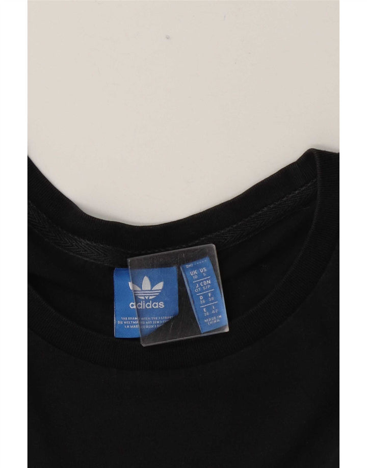 Adidas Damen Übergroßes Grafik-T-Shirt-Oberteil UK 10 Small Schwarz