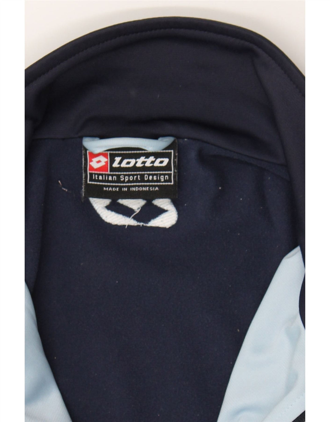 LOTTO Mens Graphic Tracksuit Top Jacket Medium Navy Blue Colourblock Vintage Lotto and Second-Hand Lotto from Messina Hembry 