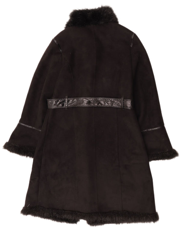 Pizazz Womens Sherpa Overcoat UK 14 Mittelschwarzes Polyester
