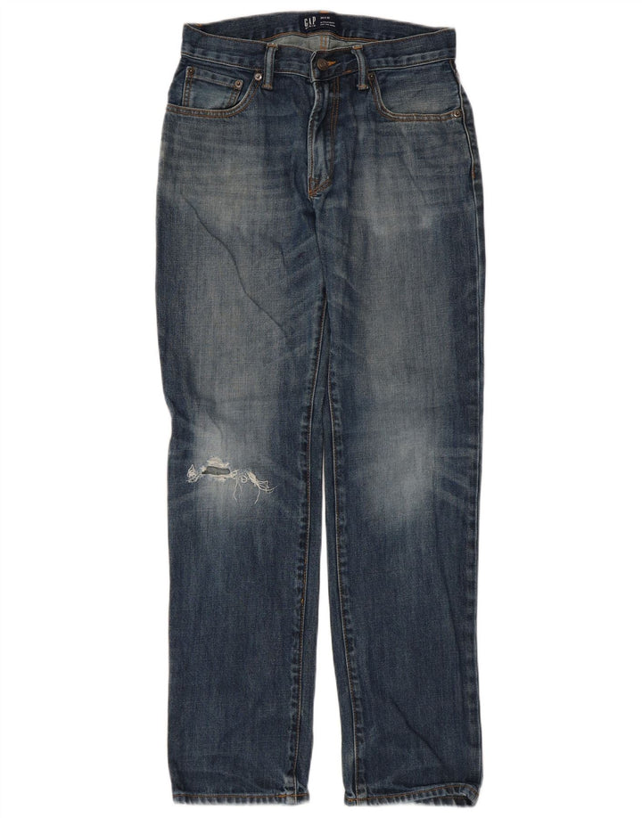 Gap Damen Distressed Straight Jeans W28 L32 Blaue Baumwolle