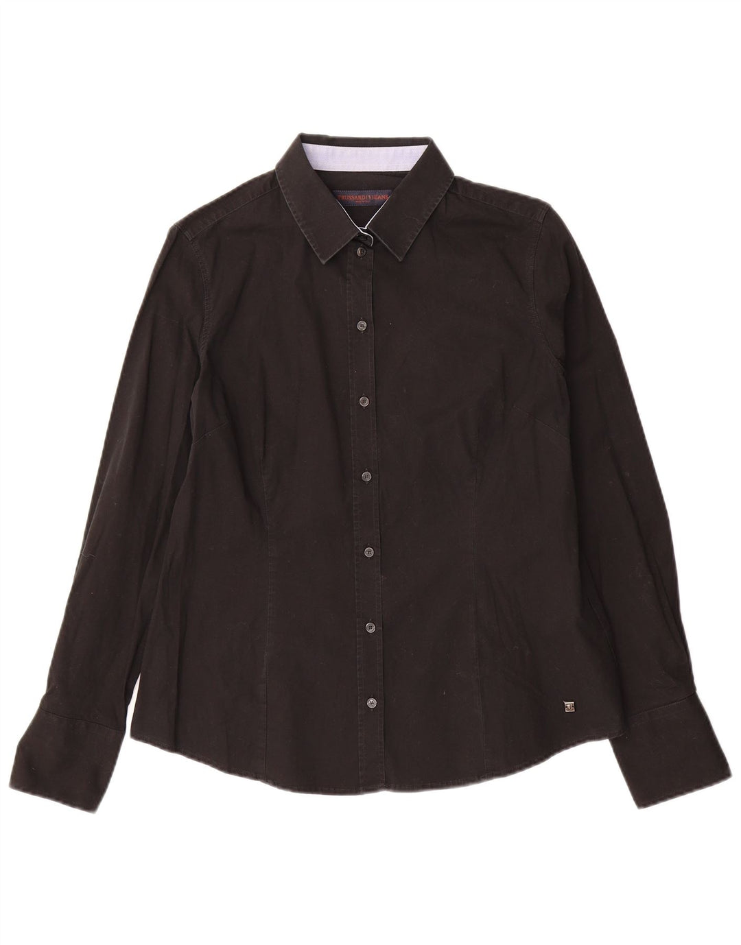 Trussardi Jeans Damen Hemd IT 48 XL Schwarz Baumwolle