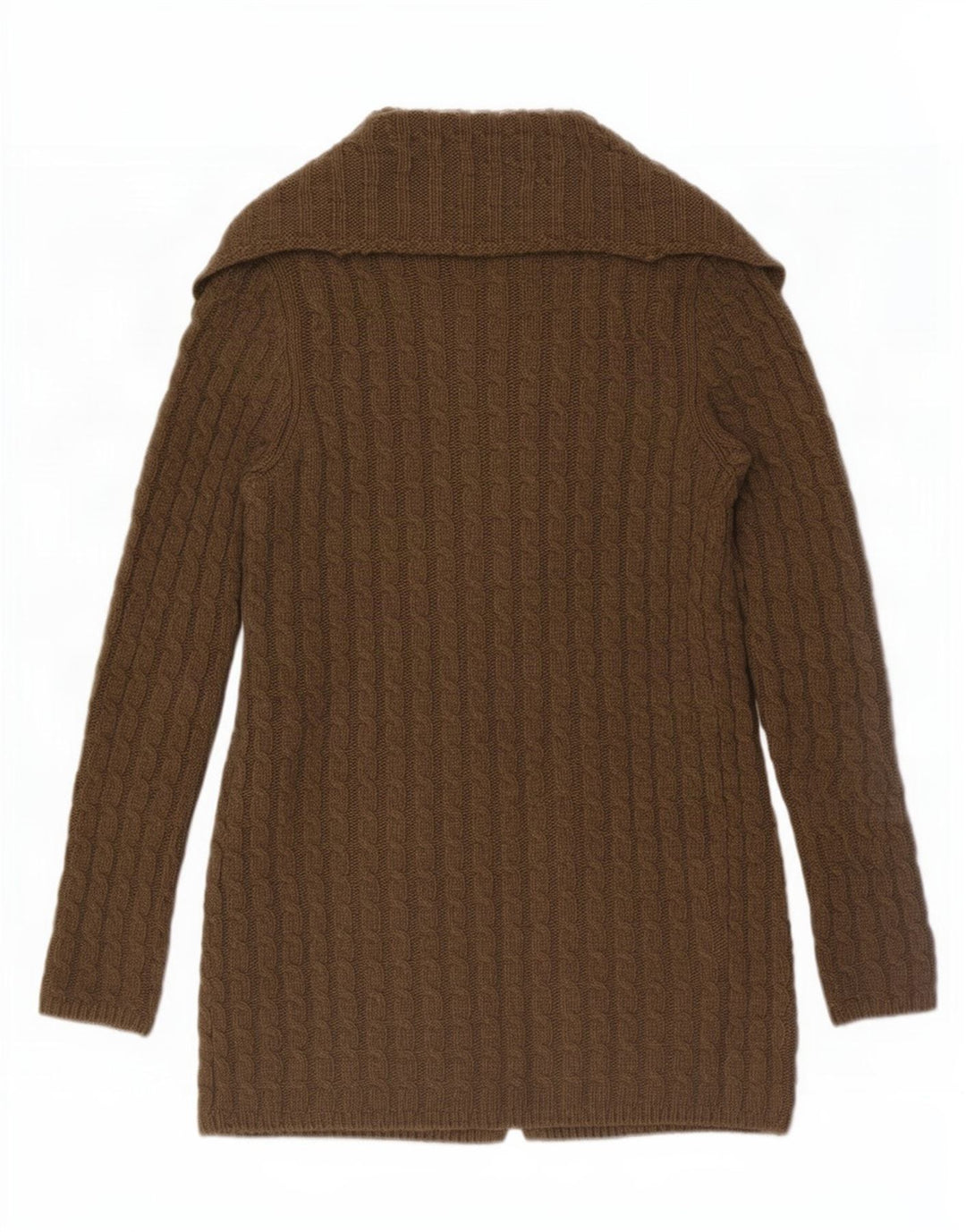 Massimo Dutti Damen Longline Open Cardigan Pullover UK 14 Mittelbraune Wolle