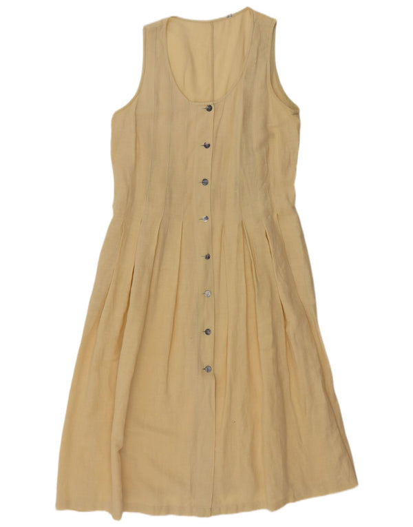 Vintage Damen Ärmelloses Maxikleid UK 14 Mittelgelb