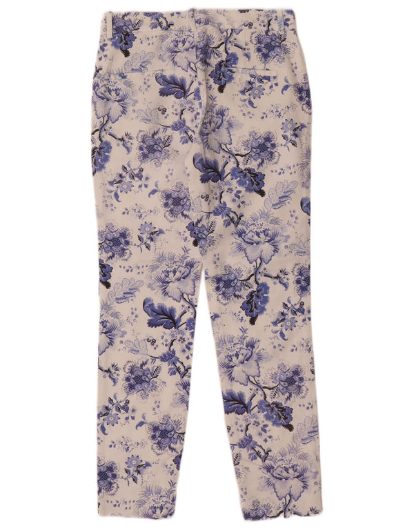 Zara Damen Slim Chino Hose EU 34 2XS W24 L27 Weiß geblümt