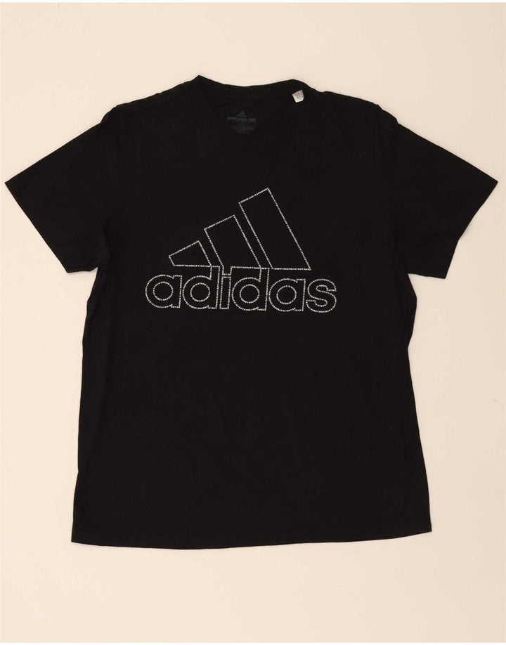 ADIDAS Mens Graphic T-Shirt Top Large Black Cotton