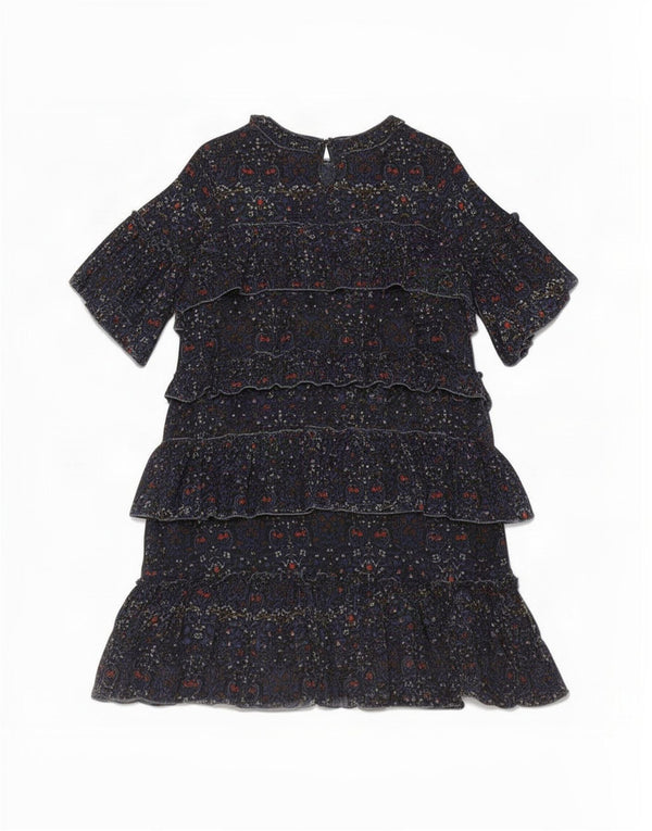 Gestuftes Kleid aus Samt für Damen von Graham & Spencer, Gr. 14, mittleres Marineblau