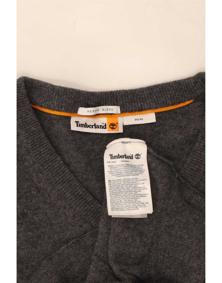 Timberland Herren-Pullover mit V-Ausschnitt aus mittelgrauer Wolle