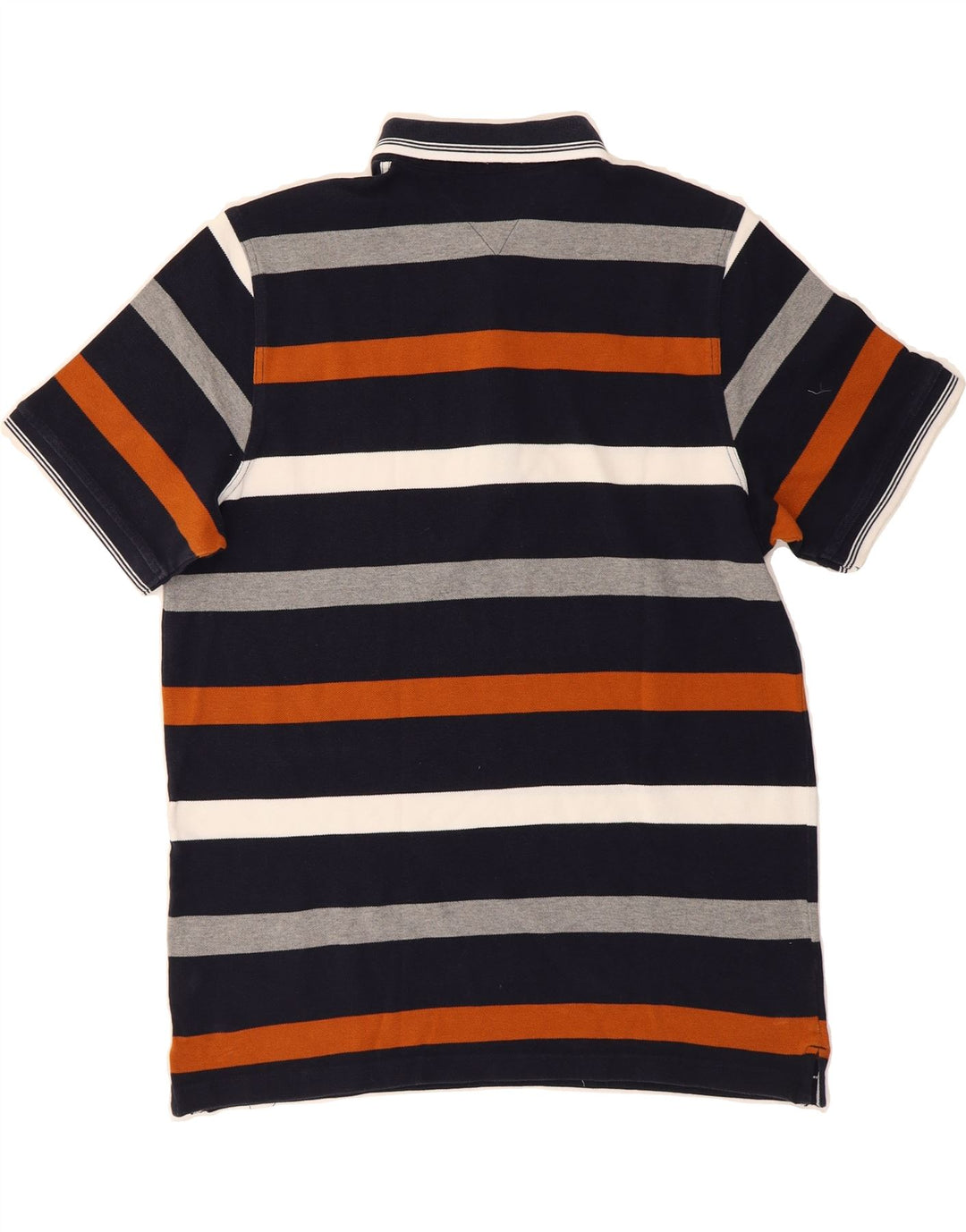 LINCOLN Mens Polo Shirt Large Navy Blue Striped Cotton Vintage Lincoln and Second-Hand Lincoln from Messina Hembry 