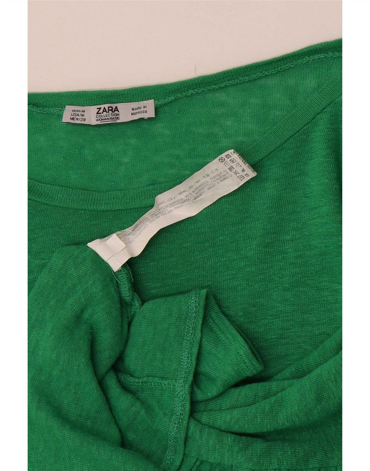 Zara Damen-Bluse mit Fledermausärmeln, UK-Größe 44, mittelgrünes Leinen