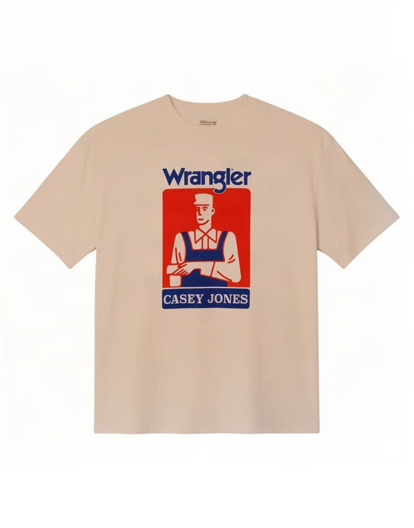 Wrangler Mens Casey Jones Graphic T-Shirt Top Medium Off White Cotton