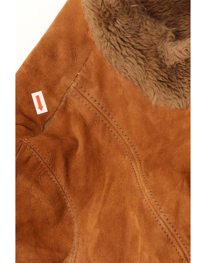 Vintage Damen Wildledermantel UK 10 Klein Braun