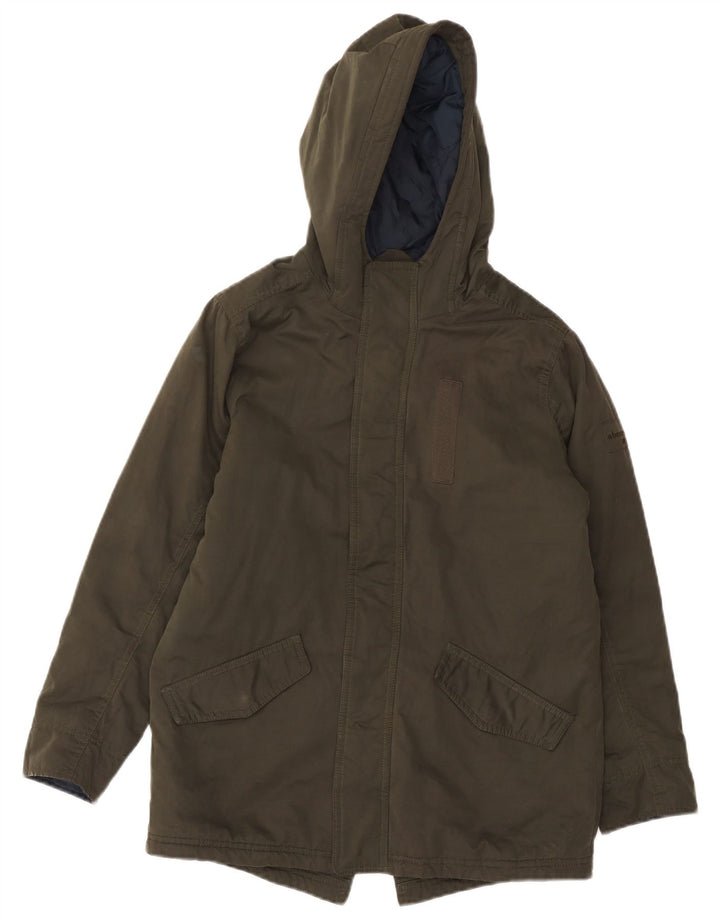 ABERCROMBIE & FITCH Jungen-Parka mit Kapuze, 13–14 Jahre, Khaki, Polyester