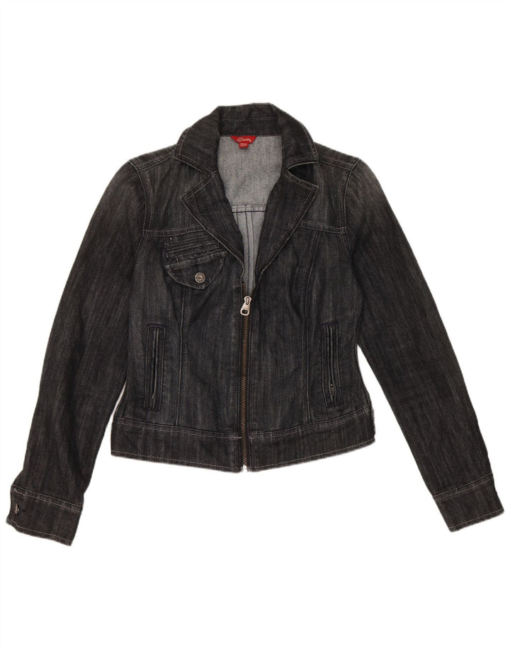 Guess Damen Crop Denim Jacke UK 12 Mittelschwarze Baumwolle